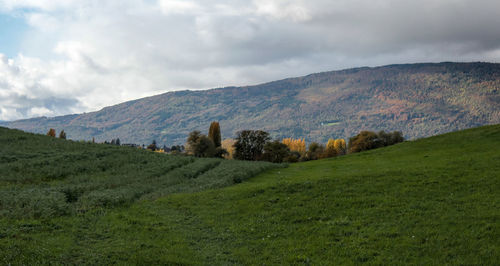 Scenic view of mountains against sky