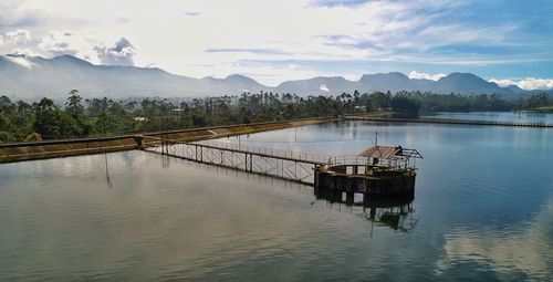 Scenic view of lake against sky