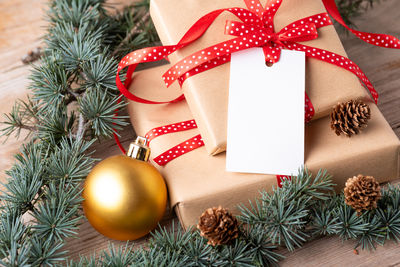 Christmas decorations on table