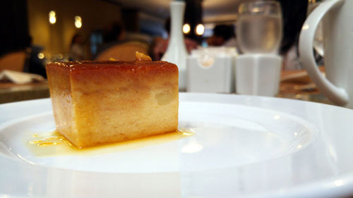 Close-up of drink served on table