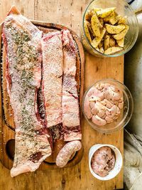 High angle view of food on table