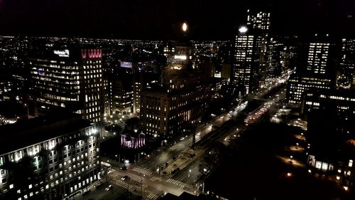 Illuminated city at night