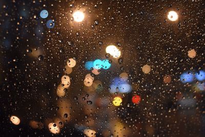 View of raindrops on window