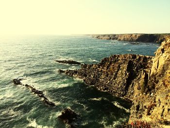 Scenic view of sea against clear sky