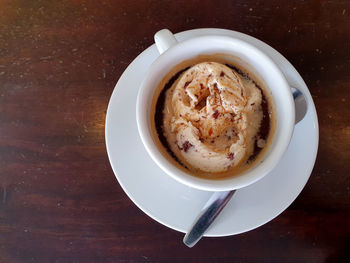 Directly above shot of coffee on table