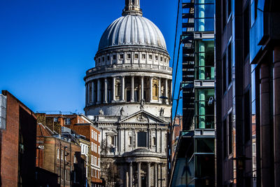 Low angle view of historical building against clear sky