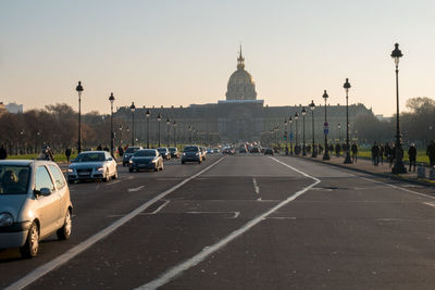 View of city street against clear sky