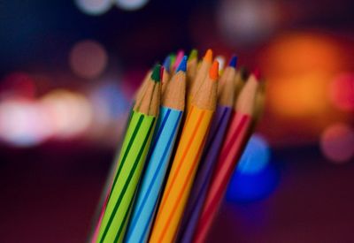 Close-up of colored pencils