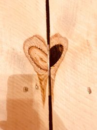 Close-up of heart shape on table