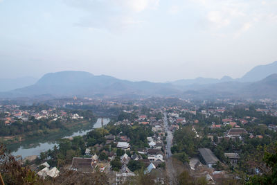 High angle view of townscape against sky