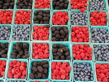 High angle view of fruits for sale in market