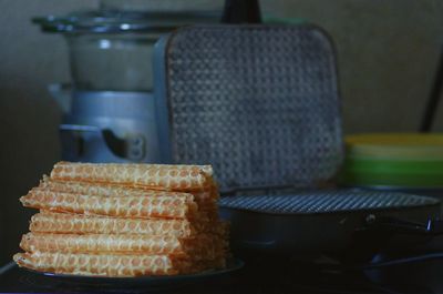 Close-up of food on table