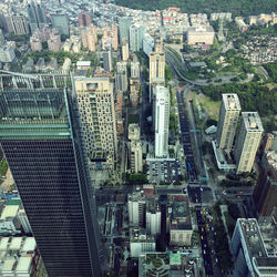 High angle view of buildings in city