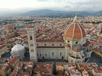 High angle view of buildings in city