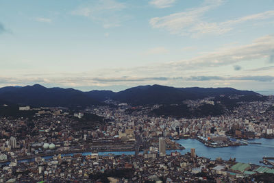 High angle view of townscape against sky