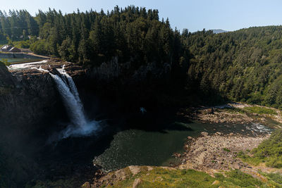 Scenic view of waterfall