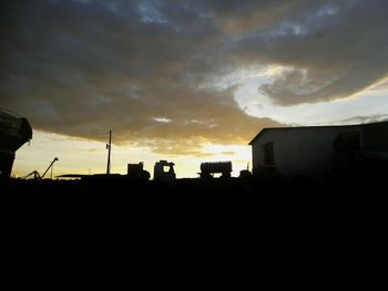 Silhouette of buildings at sunset