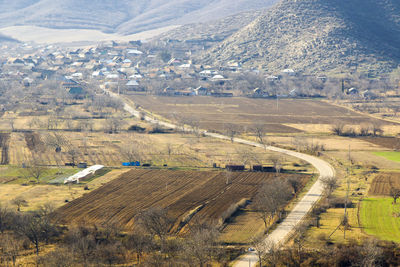 View of the old village in georgia, bolnisi village and hill landscape