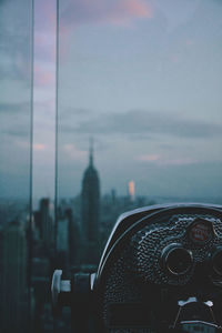 Close-up of coin-operated binoculars