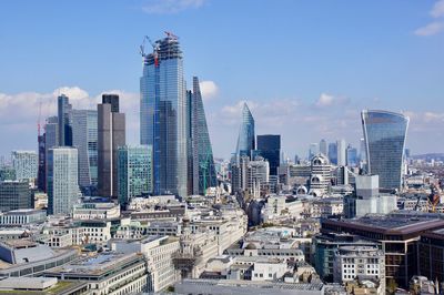 Aerial view of buildings in city