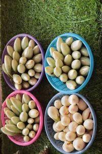 High angle view of fruits in bowl