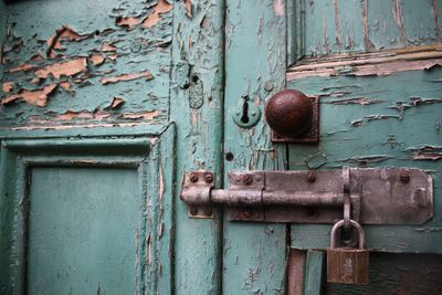 Close-up of rusty metal door