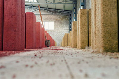 Drying of finished paving stones at factory. concrete palisades. colored paving stones