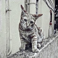 Cat sitting on wall