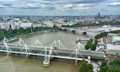 High angle view of bridge over river in city