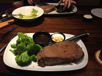 Close-up of food served in plate