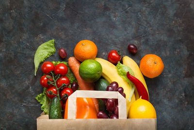 Directly above shot of fruits on table