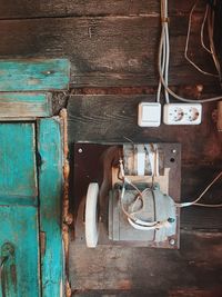 Old fashioned machine on table