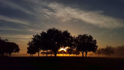 Scenic view of landscape against sky at sunset