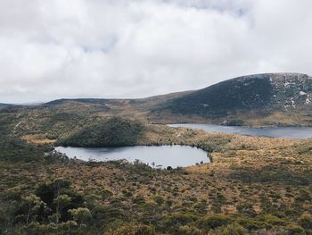 Scenic view of lake against sky