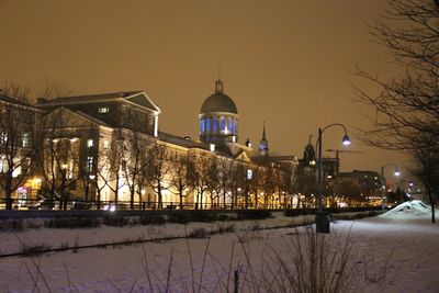 Illuminated street light at night