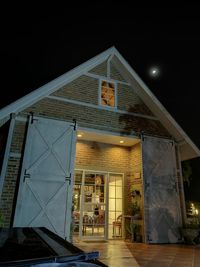 Illuminated building at night