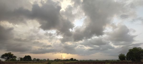 Scenic view of landscape against cloudy sky