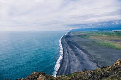 Scenic view of sea against sky in iceland and sea