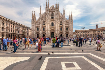 Front view to  duomo di milano - one of the largest cathedrals in the world from the square, italy