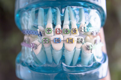 Close-up of artificial teeth