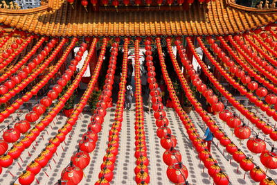 High angle view of lanterns hanging