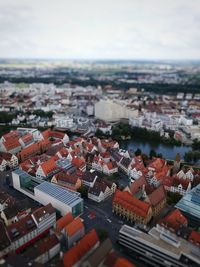 High angle view of cityscape against sky