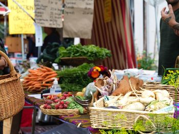 Vegetables for sale at market stall