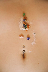 High angle view of child on beach