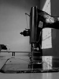 Close-up of sewing machine