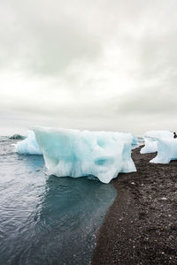 Scenic view of frozen sea against sky