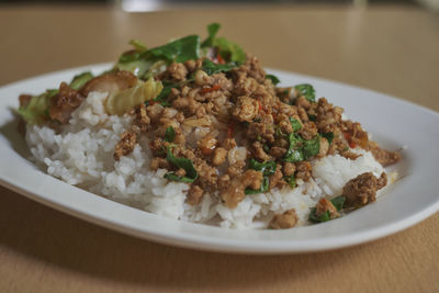 Close-up of meal served in plate