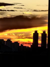 Silhouette buildings against sky during sunset