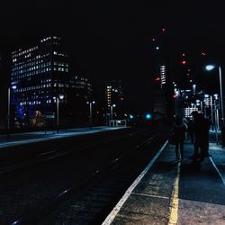 Railroad track at night