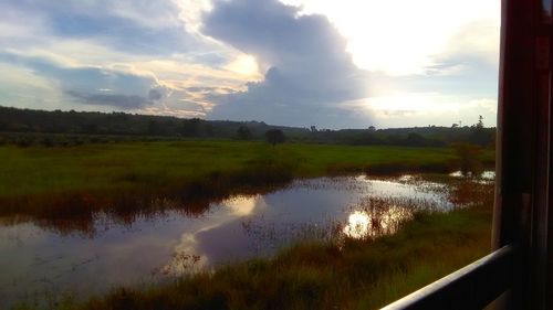 Scenic view of lake against sky